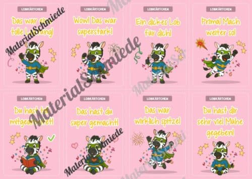 Lobkärtchen für die Zebraklasse (Arbeitsblatt 06)