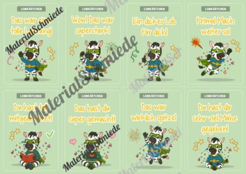 Lobkärtchen für die Zebraklasse (Arbeitsblatt 07)