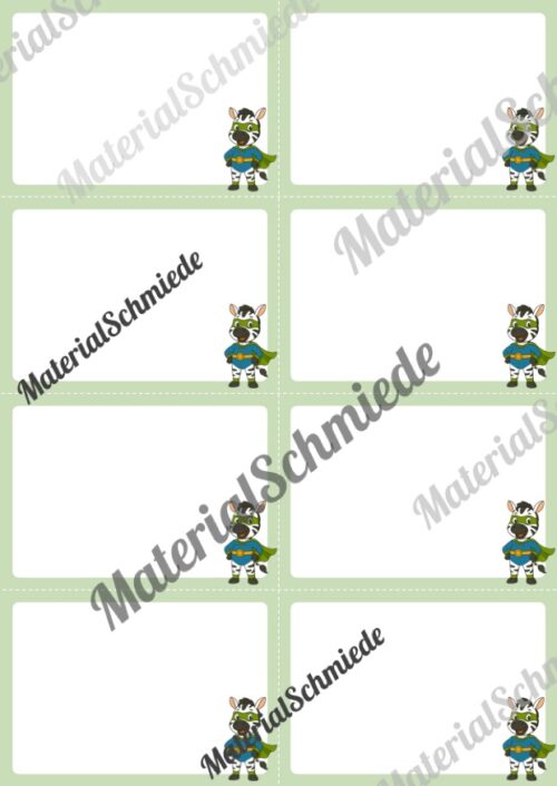 Mitteilungskarten für die Zebraklasse (Arbeitsblatt 03)