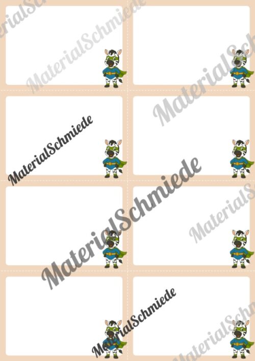 Mitteilungskarten für die Zebraklasse (Arbeitsblatt 04)