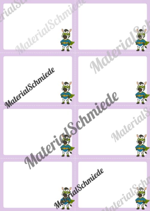 Mitteilungskarten für die Zebraklasse (Arbeitsblatt 05)