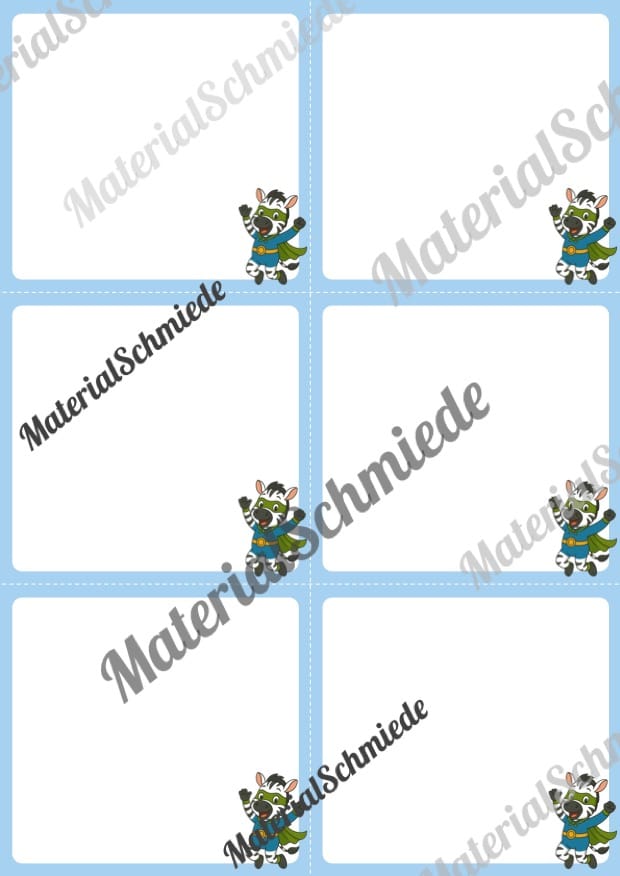 Mitteilungskarten für die Zebraklasse (Arbeitsblatt 06)