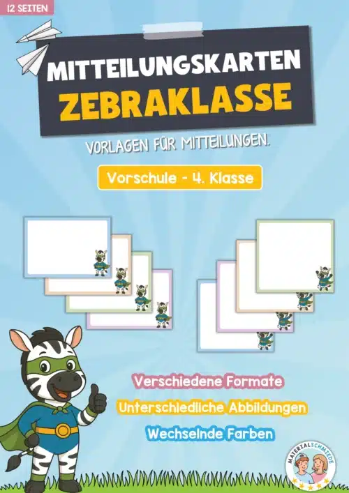 Mitteilungskarten für die Zebraklasse