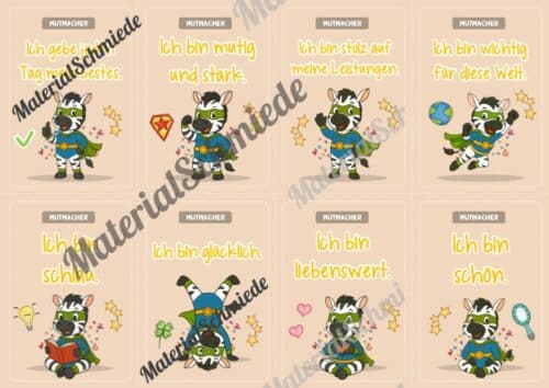 Motivationskarten für die Zebraklasse (Arbeitsblatt 07)