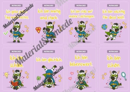 Motivationskarten für die Zebraklasse (Arbeitsblatt 08)