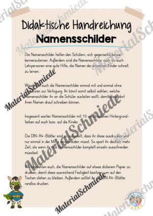Namensschilder für die Zebraklasse (Arbeitsblatt 01)