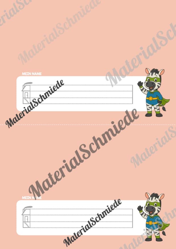 Namensschilder für die Zebraklasse (Arbeitsblatt 02)