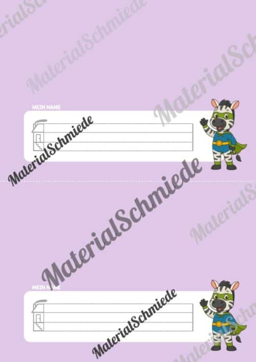 Namensschilder für die Zebraklasse (Arbeitsblatt 06)