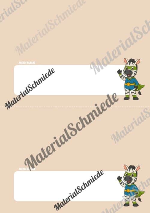 Namensschilder für die Zebraklasse (Arbeitsblatt 07)