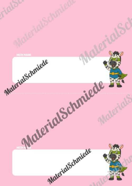 Namensschilder für die Zebraklasse (Arbeitsblatt 08)