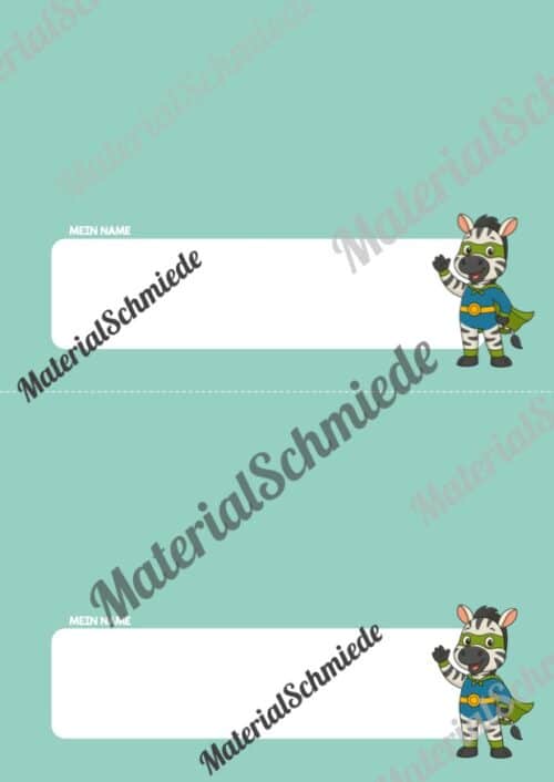 Namensschilder für die Zebraklasse (Arbeitsblatt 11)