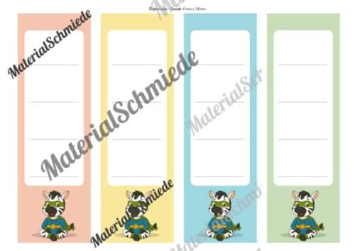 Ordnerrücken für die Zebraklasse (Arbeitsblatt 02)