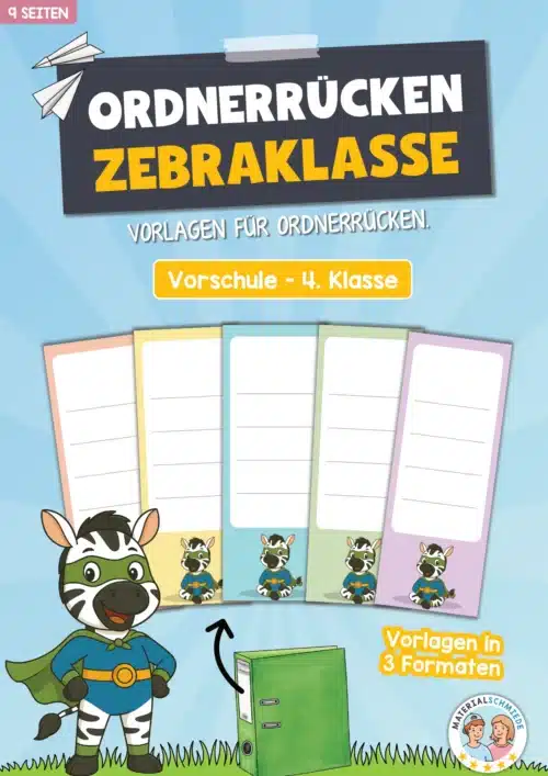 Ordnerrücken für die Zebraklasse (3 Formate)