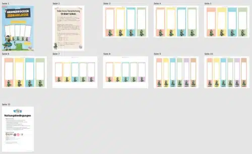 Ordnerrücken für die Zebraklasse (Überblick)