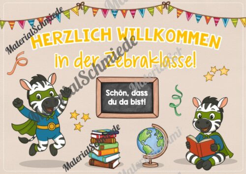 Willkommensplakate für die Zebraklasse (Arbeitsblatt 02)