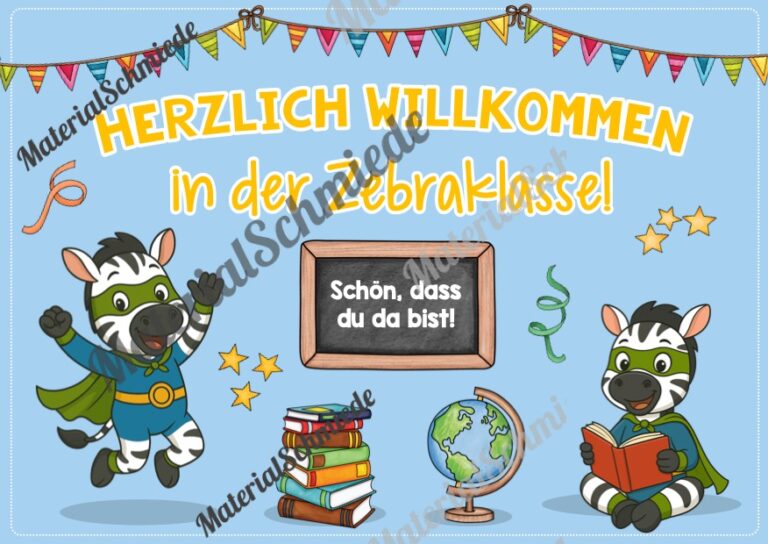 Willkommensplakate für die Zebraklasse (Arbeitsblatt 03)