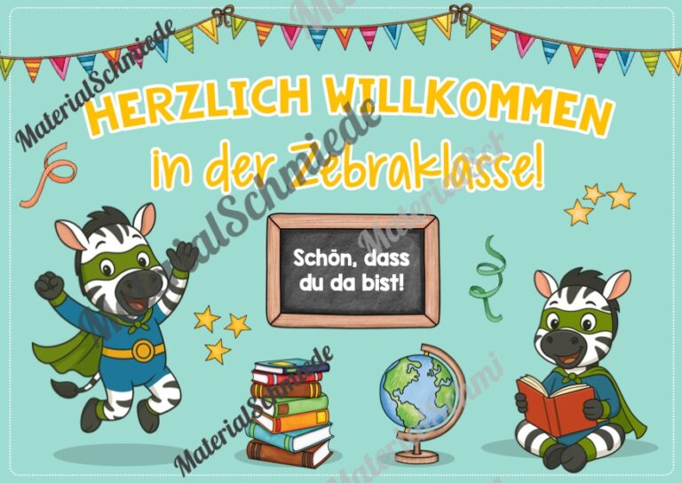 Willkommensplakate für die Zebraklasse (Arbeitsblatt 04)