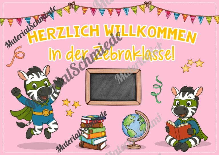 Willkommensplakate für die Zebraklasse (Arbeitsblatt 06)