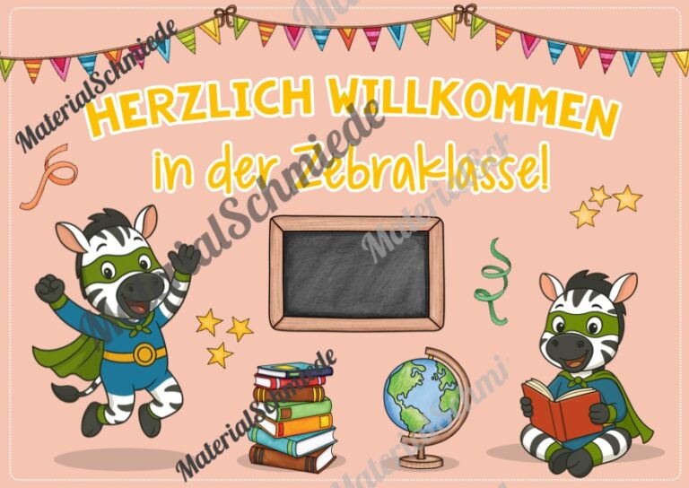 Willkommensplakate für die Zebraklasse (Arbeitsblatt 07)