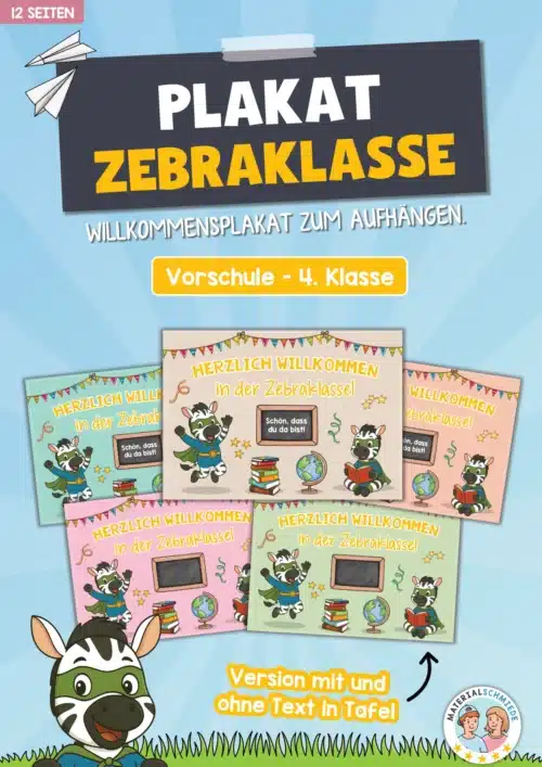 Willkommensplakate für die Zebraklasse
