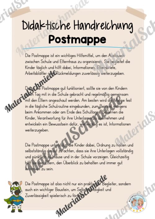 Postmappe für die Zebraklasse (Arbeitsblatt 01)