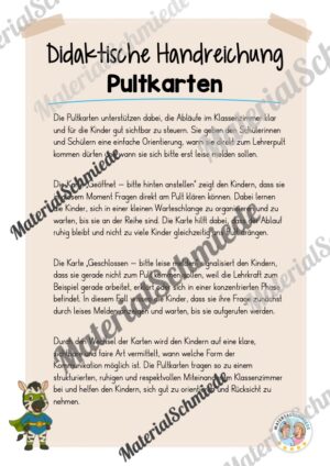 Pultkarten für die Zebraklasse (Arbeitsblatt 01)