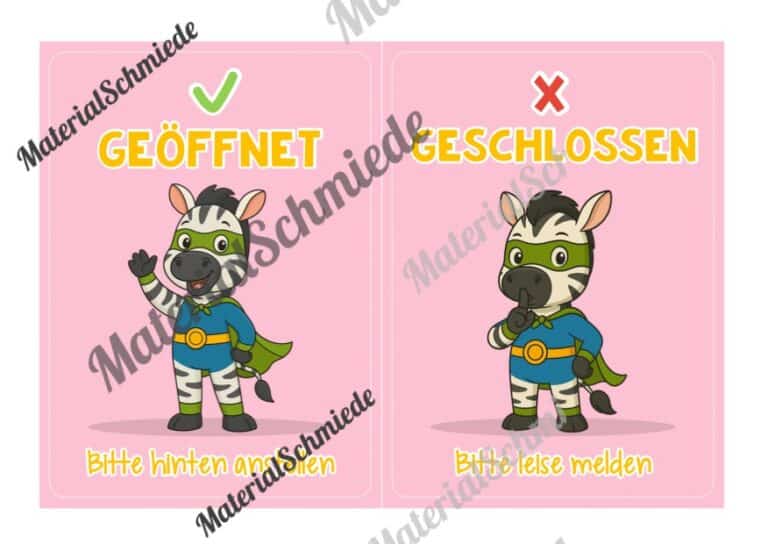 Pultkarten für die Zebraklasse (Arbeitsblatt 03)