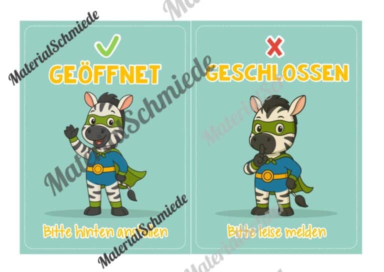 Pultkarten für die Zebraklasse (Arbeitsblatt 04)