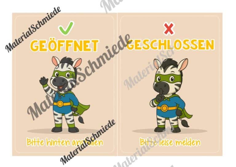 Pultkarten für die Zebraklasse (Arbeitsblatt 05)