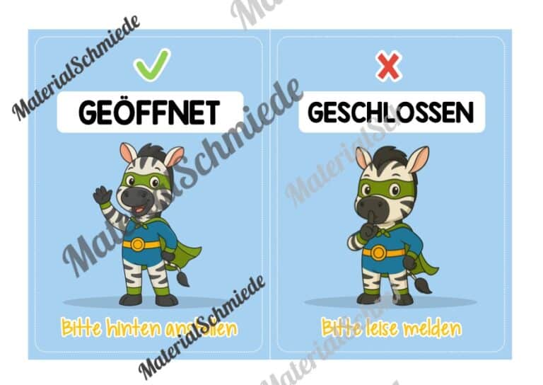 Pultkarten für die Zebraklasse (Arbeitsblatt 06)