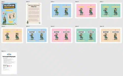 Pultkarten für die Zebraklasse (Überblick)