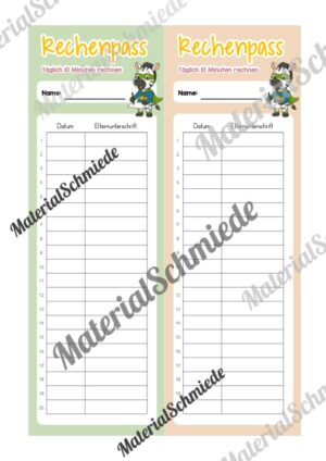 Rechenpass & Rechenurkunde für die Zebraklasse (Arbeitsblatt 03)