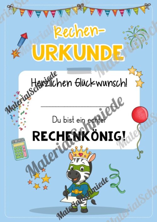 Rechenpass & Rechenurkunde für die Zebraklasse (Arbeitsblatt 06)