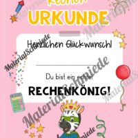 Rechenpass & Rechenurkunde für die Zebraklasse (Arbeitsblatt 07)