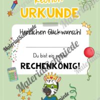 Rechenpass & Rechenurkunde für die Zebraklasse (Arbeitsblatt 08)