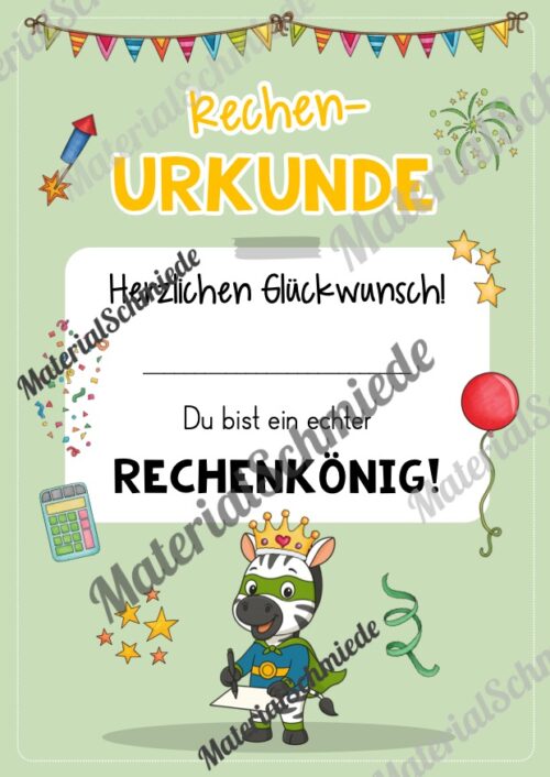 Rechenpass & Rechenurkunde für die Zebraklasse (Arbeitsblatt 08)