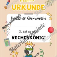 Rechenpass & Rechenurkunde für die Zebraklasse (Arbeitsblatt 09)