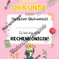 Rechenpass & Rechenurkunde für die Zebraklasse (Arbeitsblatt 10)