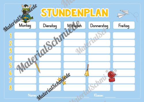 Stundenplan für die Zebraklasse (Arbeitsblatt 02)