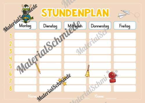 Stundenplan für die Zebraklasse (Arbeitsblatt 05)