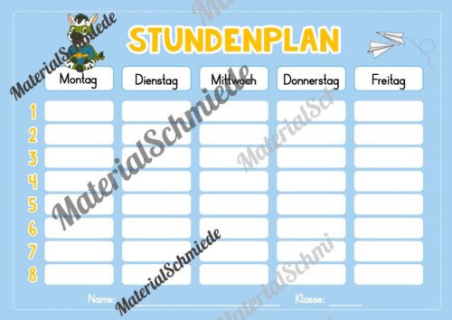 Stundenplan für die Zebraklasse (Arbeitsblatt 06)