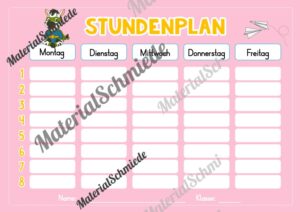 Stundenplan für die Zebraklasse (Arbeitsblatt 07)