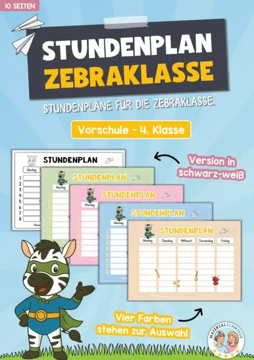 Stundenplan für die Zebraklasse