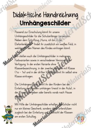 Umhängeschilder zur Einschulung (Zebraklasse) – Arbeitsblatt 01