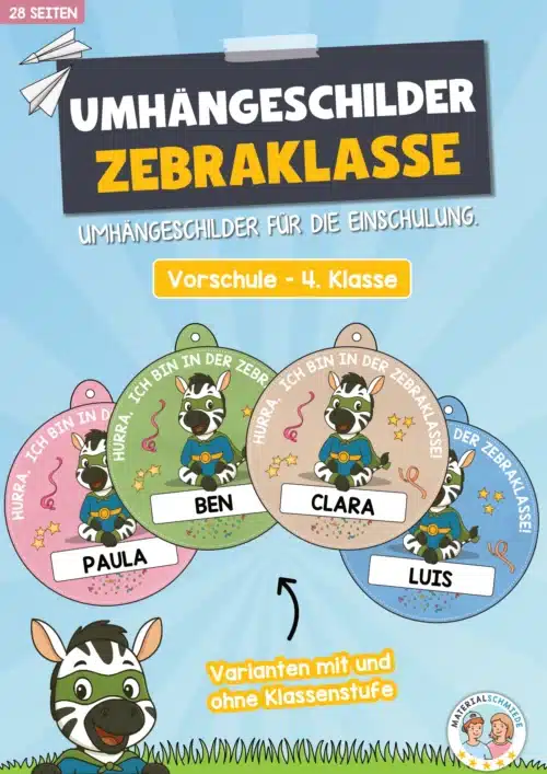 Umhängeschilder zur Einschulung (Zebraklasse)