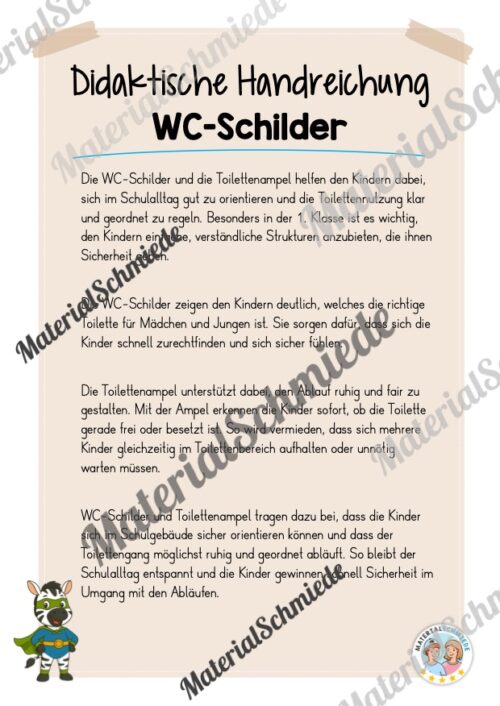 WC-Schilder / Toiletten-Ampel für die Zebraklasse (Arbeitsblatt 01)