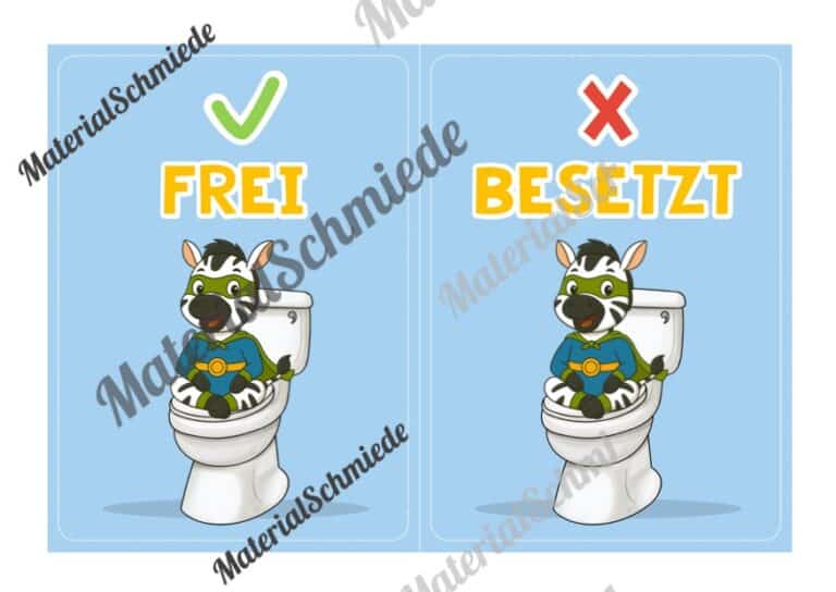 WC-Schilder / Toiletten-Ampel für die Zebraklasse (Arbeitsblatt 02)