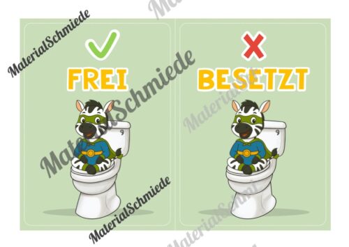 WC-Schilder / Toiletten-Ampel für die Zebraklasse (Arbeitsblatt 03)