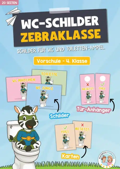WC-Schilder / Toiletten-Ampel für die Zebraklasse