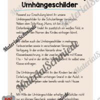 Umhängeschilder zur Einschulung (Elefantenklasse) - Arbeitsblatt 01